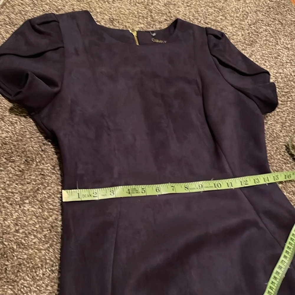 Calvin Klein women’s tulip sleeved suede navy above the knee sheath dress size 8 - Picture 11 of 11